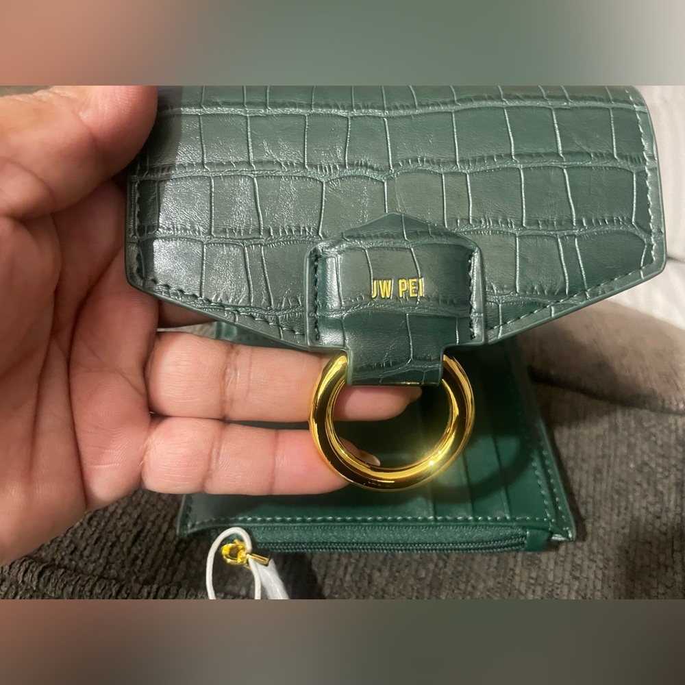 JW PEI Green Wallet with Gold Accents